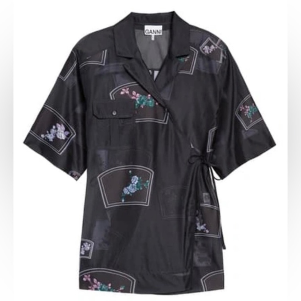 Ganni Organza Floral Embroidered Organza Top - Picture 2 of 6